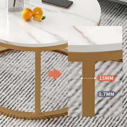 Marble Top Metal Frame Round Coffee Table image 4