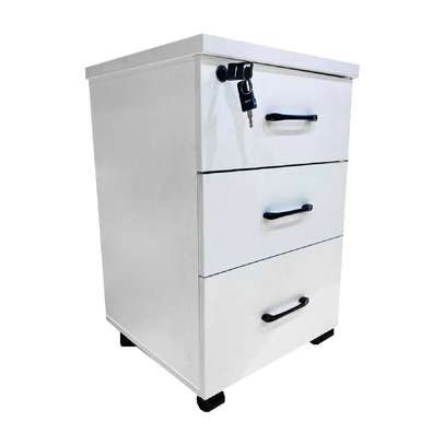White 3 Drawer Wooden Pedestal Cabinet image 15