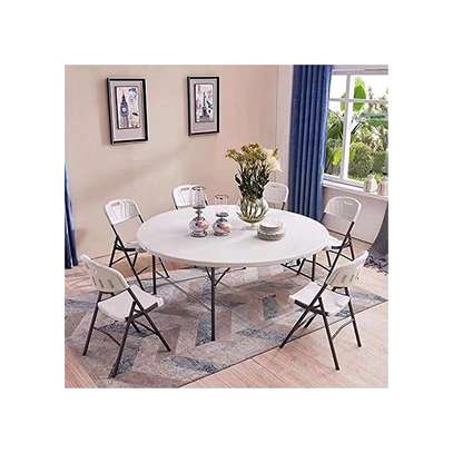 White Home Plastic Patio Folding Dining Chair image 3