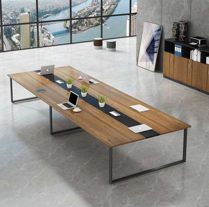 Metal Frame Wooden 2.4m Modern Office Conference Table image 2