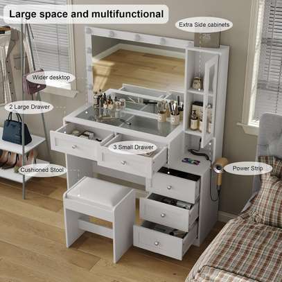 43" Wide Vanity Desk with Mirror, 11 Lights & 5 Drawers image 3