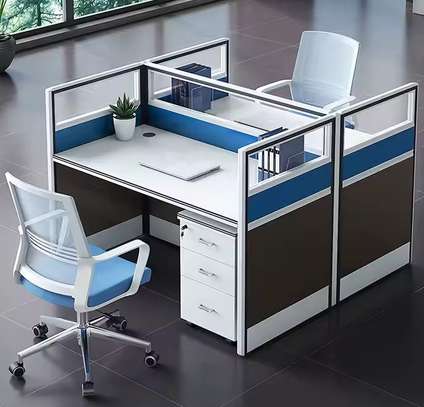 Office Workstation:  Blue Partitions Two-Way Workstation image 1