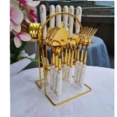 24pcs Gilded Stainless Steel Marble image 3