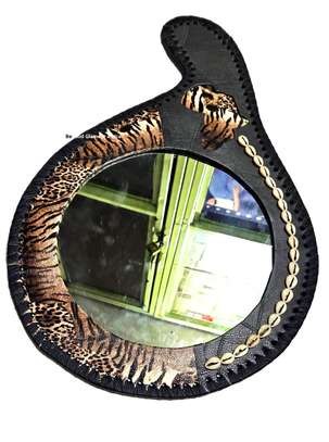 Brown Leather African Print Mirror image 2