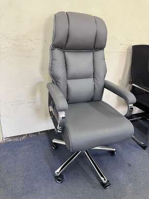 Office Chairs: High Back Gray Leather Office Chair image 1
