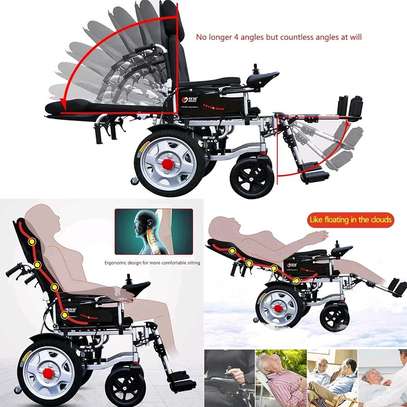 Dual Motors Reclining Electric Wheelchair Portable Folding image 2