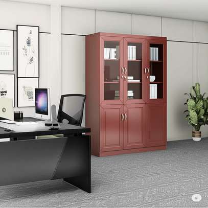 Office Cabinet: 3 Door Wooden Office Filing Red Doc Cabinet image 1