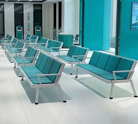 Office Bench: 3 Seater Blue Heavy Gauge Bench image 3