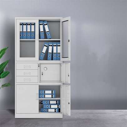 Glass & Metal Door File Cabinet – Steel Construction image 1