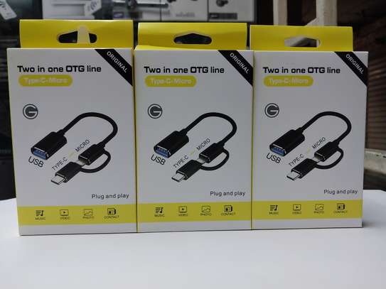 OTG Adapter Cable,2 in 1 USB to Type-C,USB to Micro USB image 1