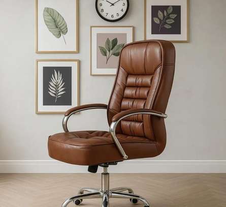 Office Chair: Brown High Back Swivel Office Chair image 1