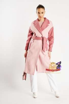 Long Contrast Belted Trench Coat image 2