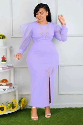 Elegant  Long Dress with Sheer Puffed Sleeves image 13