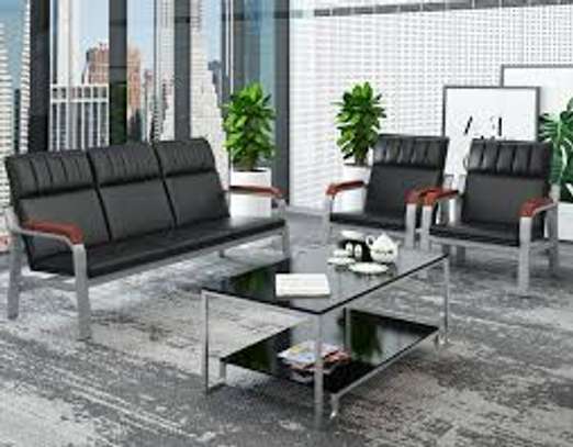 5 Seater Office Leather Waiting Office Sofas image 2