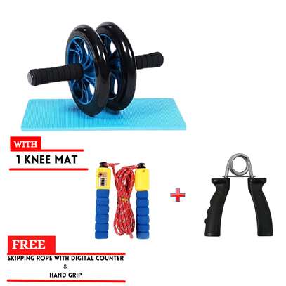 AB Wheel Roller + Knee Mat + Free Rope + Hand Grip image 1