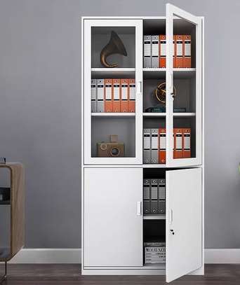 Office Cabinet: White Metal Office Console Cabinet image 1