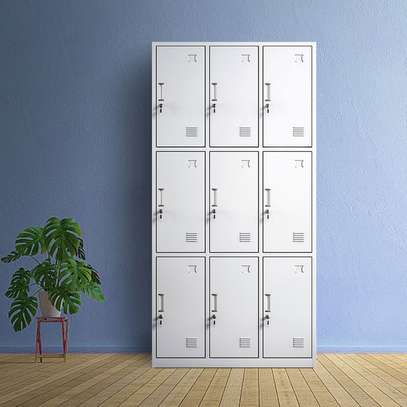 9 Locker Metallic Storage Cabinet image 3