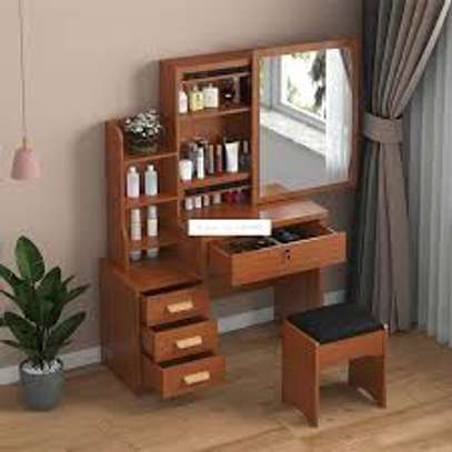 Brown Modern Dressing Table with LED Lighted Mirror image 6
