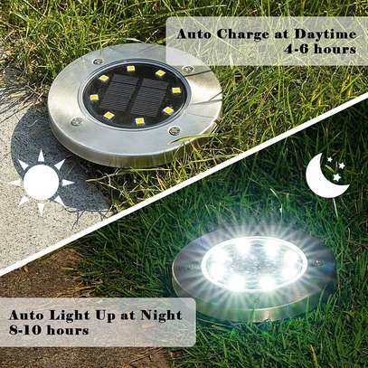 Solar Ground Lights, 8 LED Solar Powered Disk Lights-4 pack image 2