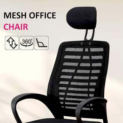 Office Chair: Mesh, Adjustable With Headrest, Charcoal Black image 3
