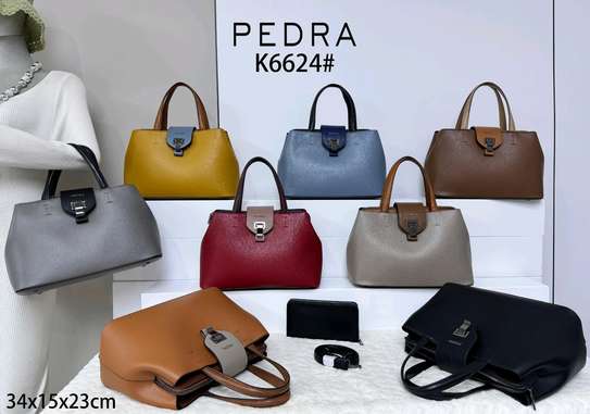 PEDRA Medium Gray Leather Handbag with Wallet image 3