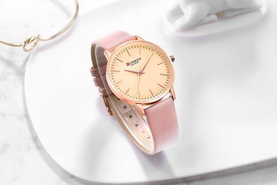 9021 Fashion/Leather Strap Pink Ladies watch image 1