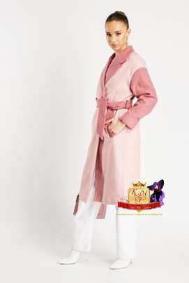 Long Contrast Belted Trench Coat image 1