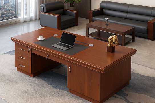 Office Desk; 1400mm Mahogany Office Desk image 4