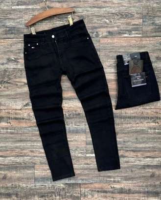 Black Plain Denim Jeans - Men image 2