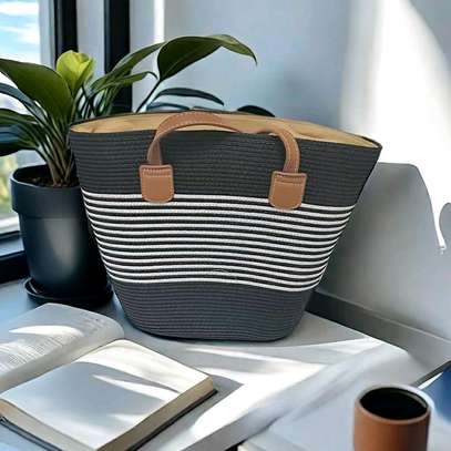 Papyrus Straw Woven Beach Bag image 4