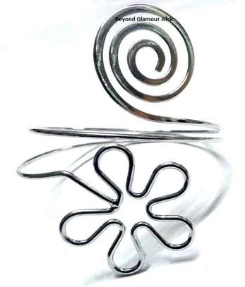 Womens Silver armlet with hoop earrings image 2