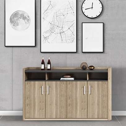 Office Cabinet : 3-Door Wood Console File Cabinet image 4