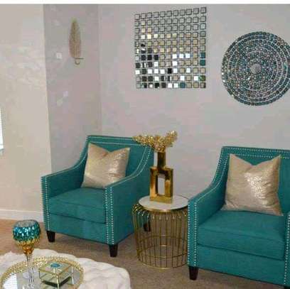 Wing chair sofa set made by hand wood and good quality material image 1