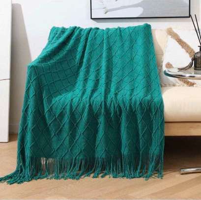 Soft Knitted Throw Blanketswith Tassel image 2