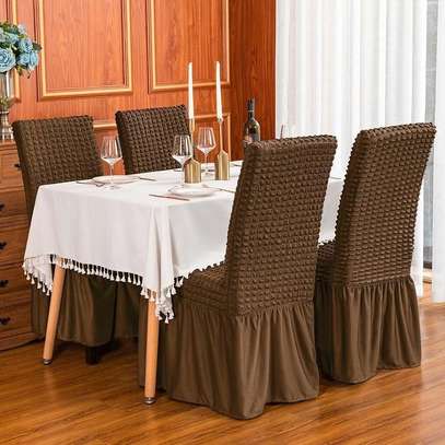 Brown luxurious 6 piece dining set covers image 2