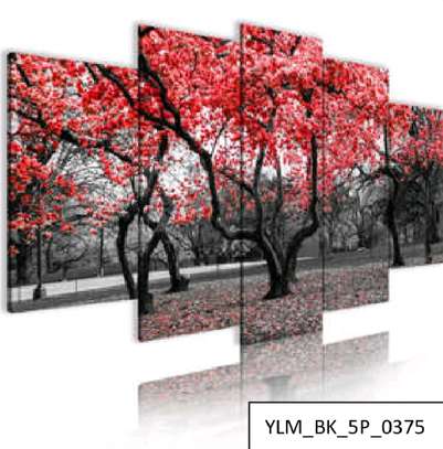5pcs HD wall art red forest wall decor image 1