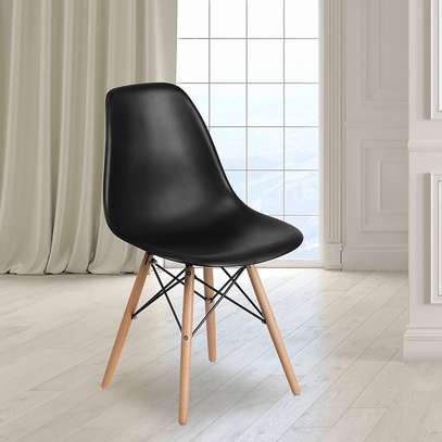 Plastic Wooden Base Armless Home Dining Chair image 5