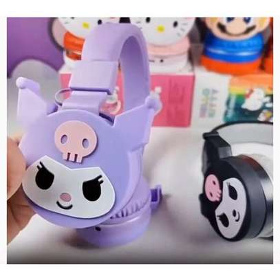Cartoon Kids Over-Ear KUROMI  Headphones Purple & Black image 1
