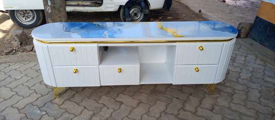 Oval TV Stand with Marble Top image 1