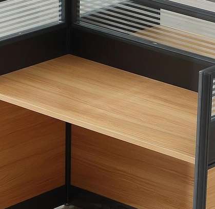 Office Desk: Modern Brown Six-Person Workstation image 5