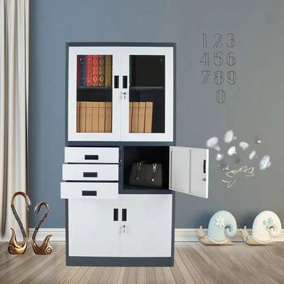 Office cabinets: White lockable cabinet with safe image 2