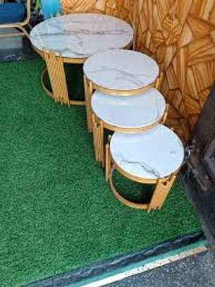 Round Stylish Marble Top 4 Coffee Table Set image 2