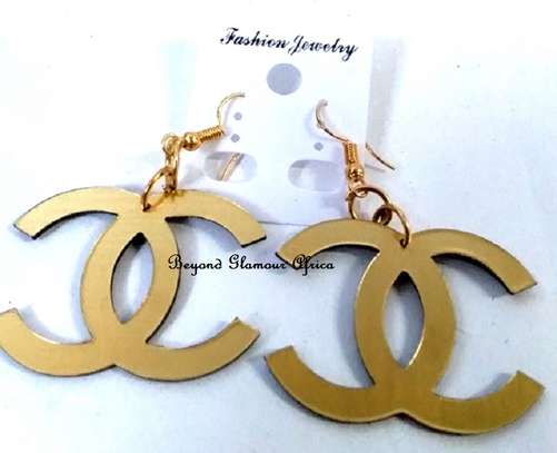 Ladies Chanel Symbol Brass Earrings image 1
