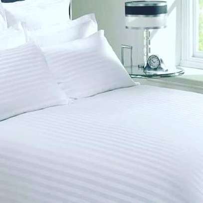 Good Quality White Stripped bedsheet set image 3