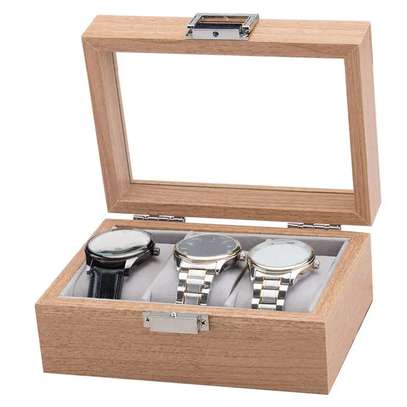 3 slots wooden watch organizer image 1