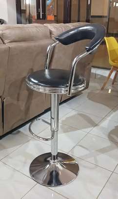 Office Barstool: Black Adjustable Leather Barstool image 3