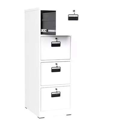 Office Cabinet: White Vertical 4 Drawer Cabinet image 4