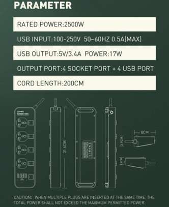 2500W 4way 4USB universal socket power extension image 13