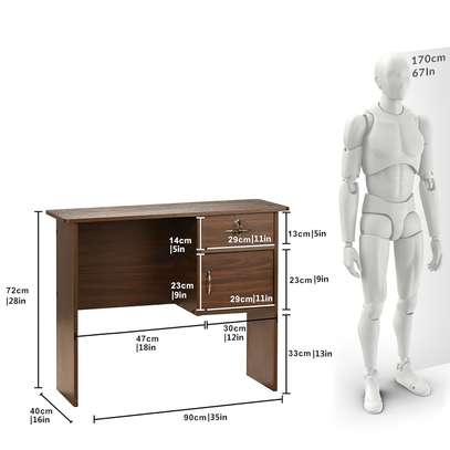 Office table: Brown office table with drawers image 3