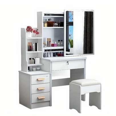 Dressers: White Vanity Dressing Table With Sliding Mirror image 5